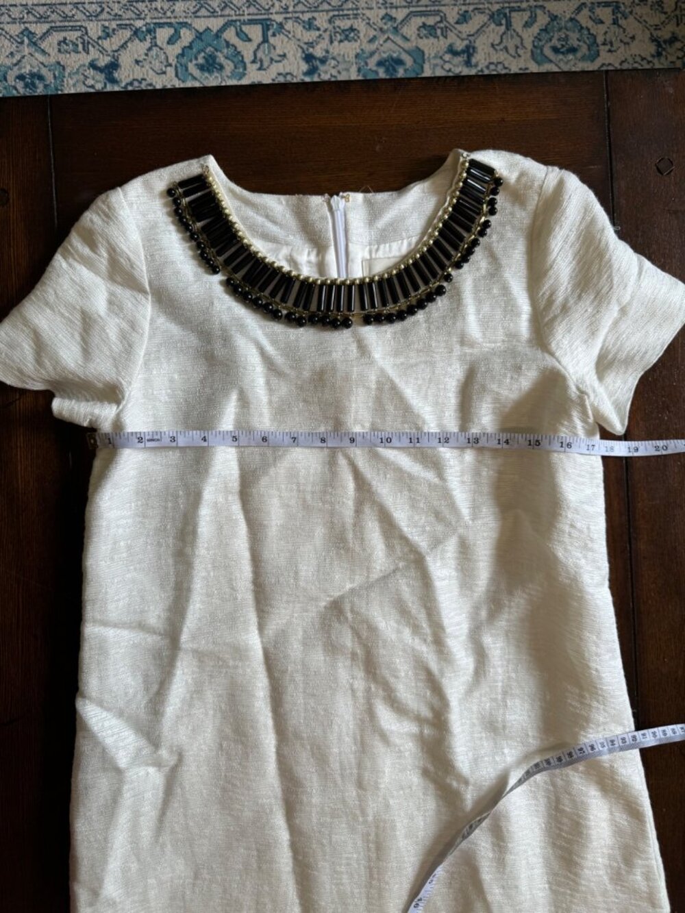 Kate Spade Gail Sheath Dress Cream Linen Blend Embellished Beads Pockets Lined 6 - Picture 5 of 14